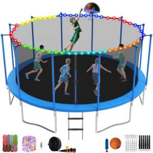 YORIN Trampoline 16FT with Enclosure for Adults/Kids/Family, 1500LBS Outdoor Trampoline