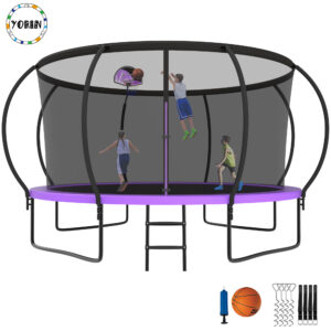YORIN Trampoline for 5-6 Kids, 12 FT Trampoline for Adults with Enclosure Net