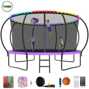 YORIN Trampoline for 5-6 Kids, 12 FT Trampoline for Adults with Enclosure Net