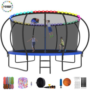 YORIN Trampoline for 5-6 Kids, 12 FT Trampoline for Adults with Enclosure Net