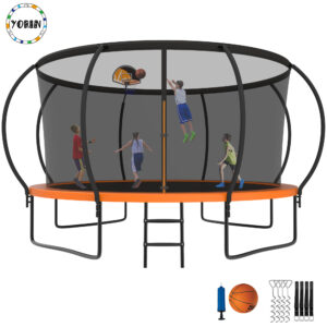 YORIN Trampoline for 7-8 Kids, 14 FT Trampoline for Adults with Enclosure Net