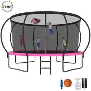 YORIN Trampoline for 5-6 Kids, 12 FT Trampoline for Adults with Enclosure Net