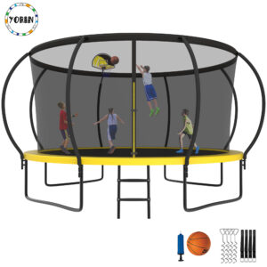 YORIN Trampoline for 5-6 Kids, 12 FT Trampoline for Adults with Enclosure Net