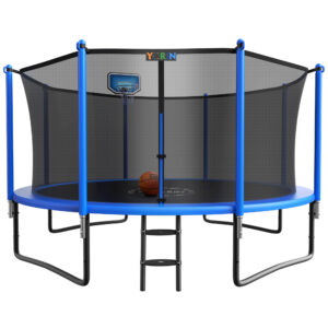 YORIN Trampoline with Enclosure Net, 1200LBS 12FT Trampoline for 4-5 Kids Adults