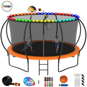 YORIN Trampoline, 12 FT Trampoline for 5-6 Kids Adults with Enclosure Net