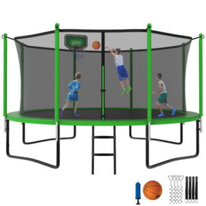 YORIN Trampoline 12FT for Kids Adults with Enclosure Net, 1200LBS