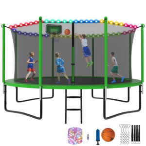 YORIN Trampoline, 14FT 1400LBS Trampoline for 7-8 Kids with Enclosure