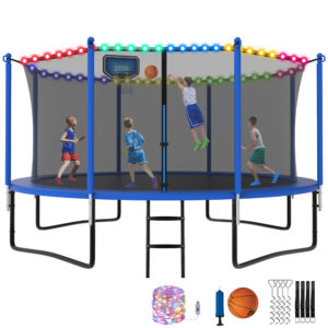 YORIN Trampoline with Enclosure Net, 1400LBS 14FT Trampoline for 5-6 Kid