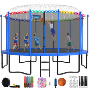 YORIN Trampoline with Enclosure Net, 1500LBS 15FT Trampoline for 7-8 Kids