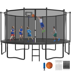 YORIN Trampoline with Enclosure Net, 1500LBS 15FT Trampoline for 7-8 Kids Adults,