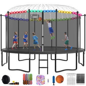 YORIN Trampoline with Enclosure Net, 1500LBS 15FT Trampoline for 7-8 Kids