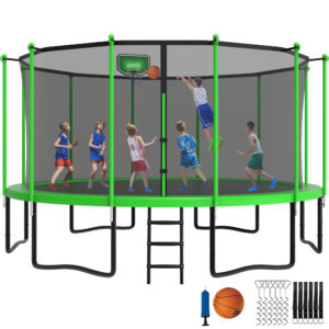 YORIN Trampoline with Enclosure Net, 1500LBS 16FT Trampoline for 8-9 Kids Adults