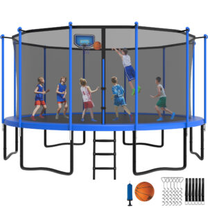 YORIN Trampoline with Enclosure Net, 1500LBS 16FT Trampoline for 8-9 Kids