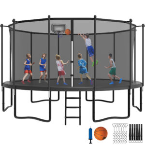 YORIN Trampoline with Enclosure Net, 1500LBS 16FT Trampoline for 8-9 Kids