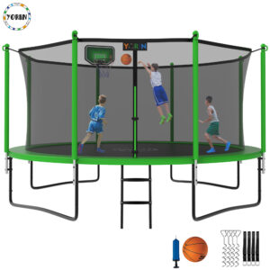 YORIN 1200LBS 12FT 14FT 15FT Trampoline for Kids Adults, Trampoline with Safety Enclosure Net