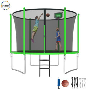 YORIN Trampoline, 8FT Trampoline with Enclosure Net, 800LBS Trampoline for 2-3 Kids Adults
