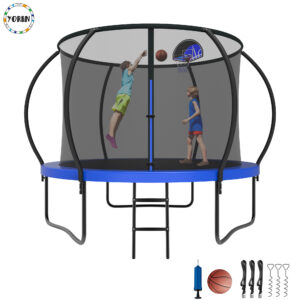 YORIN Trampoline, 8FT Trampoline with Enclosure Net, 800LBS Trampoline for 2-3 Kids Adults