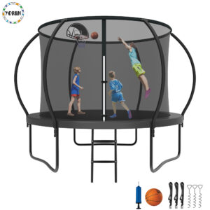 YORIN Trampoline for 3-4 Kids, 10FT Trampoline for Adults with Enclosure Net