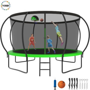 YORIN Trampoline for 5-6 Kids, 12 FT Trampoline for Adults with Enclosure Net