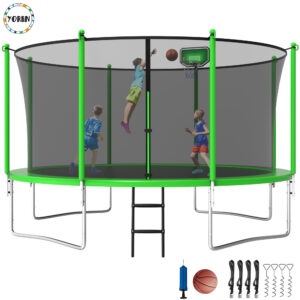 YORIN Trampoline, 12FT Trampoline with Enclosure Net, 1200LBS Trampoline for 5-6 Kids Adults