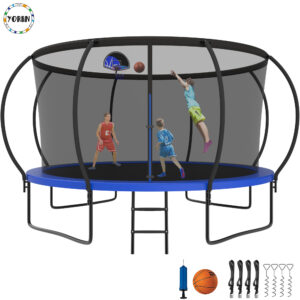 YORIN Trampoline for 5-6 Kids, 12 FT Trampoline for Adults with Enclosure Net,