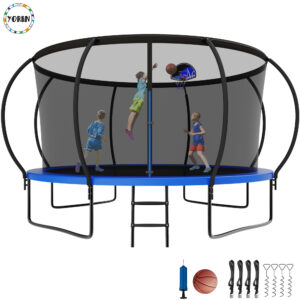 YORIN Trampoline, 12FT Trampoline with Enclosure Net, 1200LBS Trampoline for 5-6 Kids Adults
