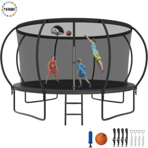YORIN Trampoline for 5-6 Kids, 12 FT Trampoline for Adults with Enclosure Net