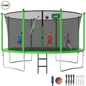YORIN Trampoline, 14FT Trampoline with Enclosure Net, 1400LBS Trampoline for 6-7 Kids Adults