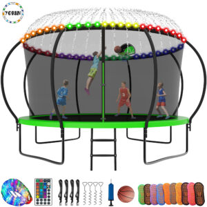 YORIN Trampoline, 14FT Trampoline with Enclosure Net, 1400LBS Trampoline for 6-7 Kids Adults