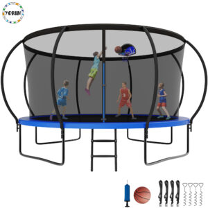 YORIN Trampoline, 14FT Trampoline with Enclosure Net, 1400LBS Trampoline for 6-7 Kids Adults