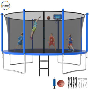 YORIN Trampoline, 14FT Trampoline with Enclosure Net, 1400LBS Trampoline for 6-7 Kids Adults