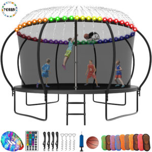 YORIN Trampoline, 14FT Trampoline with Enclosure Net, 1400LBS Trampoline for 6-7 Kids