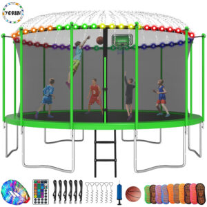 YORIN Trampoline, 16FT Trampoline with Enclosure Net, 1500LBS Trampoline for 8-9 Kids Adults