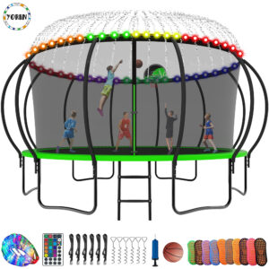 YORIN Trampoline, 15FT Trampoline with Enclosure Net, 1500LBS Trampoline for 7-8 Kids Adults