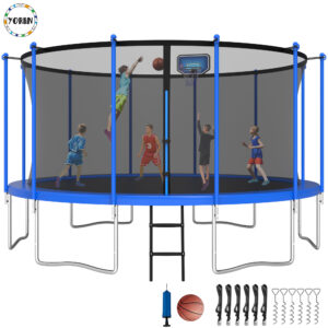 YORIN Trampoline, 15FT Trampoline with Enclosure Net, 1500LBS Trampoline for 7-8 Kids Adults