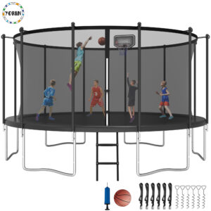 YORIN Trampoline, 15FT Trampoline with Enclosure Net, 1500LBS Trampoline for 7-8 Kids Adults