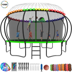 YORIN Trampoline, 16FT Trampoline with Enclosure Net, 1500LBS Trampoline for 8-9 Kid