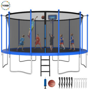 YORIN Trampoline, 16FT Trampoline with Enclosure Net, 1500LBS Trampoline for 8-9 Kids Adults