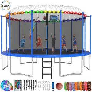 YORIN Trampoline, 16FT Trampoline with Enclosure Net, 1500LBS Trampoline for 8-9 Kids