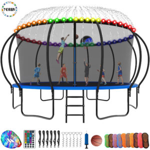 YORIN Trampoline, 16FT Trampoline with Enclosure Net, 1500LBS Trampoline for 8-9 Kids