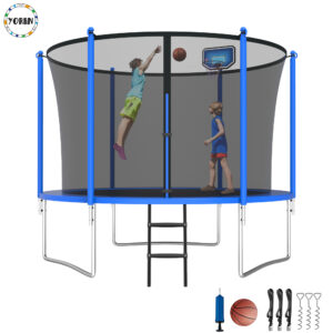YORIN Trampoline, 8FT Trampoline with Enclosure Net, 800LBS Trampoline for 2-3 Kids Adults