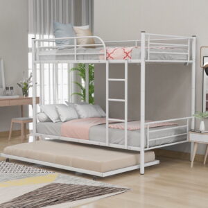 YORIN Metal Bunk Bed, Twin over Twin Bunk Bed with Trundle