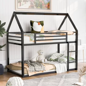 YORIN Metal Bunk Bed, Twin over Twin House Bunk Bed for Kids Adults