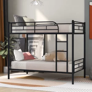 YORIN Metal Bunk Bed Twin over Twin, Noise Reduced Design Twin Bed