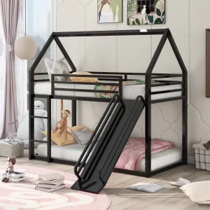 YORIN Metal Bunk Bed, Twin over Twin House Bunk Bed for Kids Adults