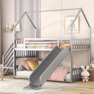 YORIN Metal Bunk Bed, Twin over Twin House Bunk Bed for Kids Adults