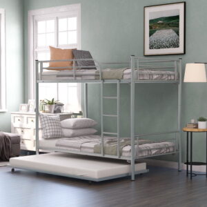 YORIN Metal Bunk Bed, Twin over Twin Bunk Bed with Trundle