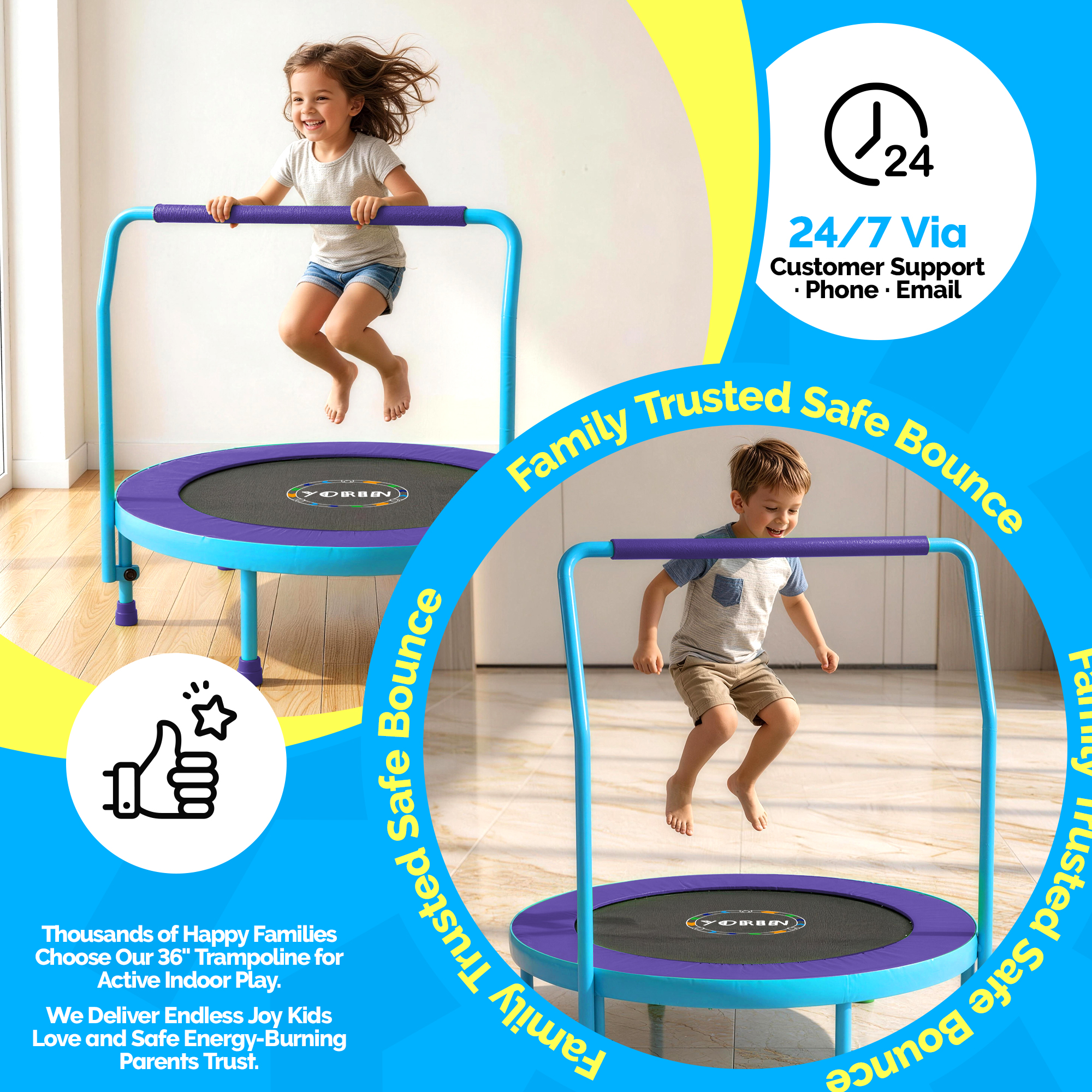 YORIN 36" Trampoline for Kids, 3FT Mini Toddler Trampoline - Image 2