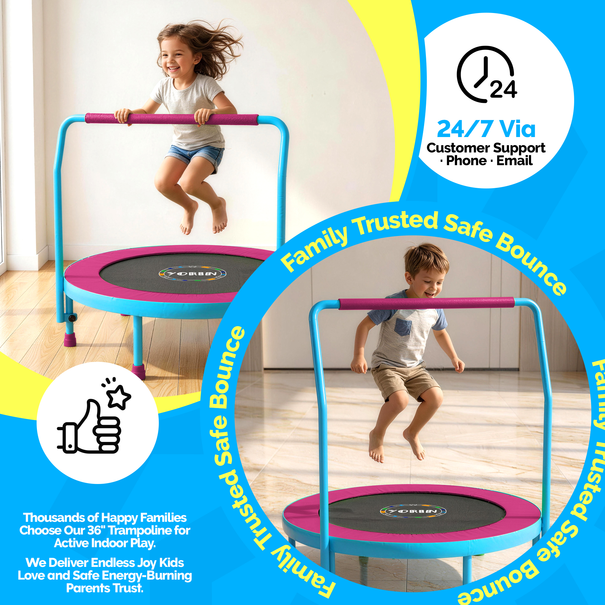 YORIN 36" Trampoline for Kids, 3FT Mini Toddler Trampoline - Image 2