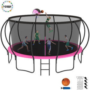 YORIN Trampoline, 15 FT Trampoline for 8-9 Kids Adults with Enclosure Net